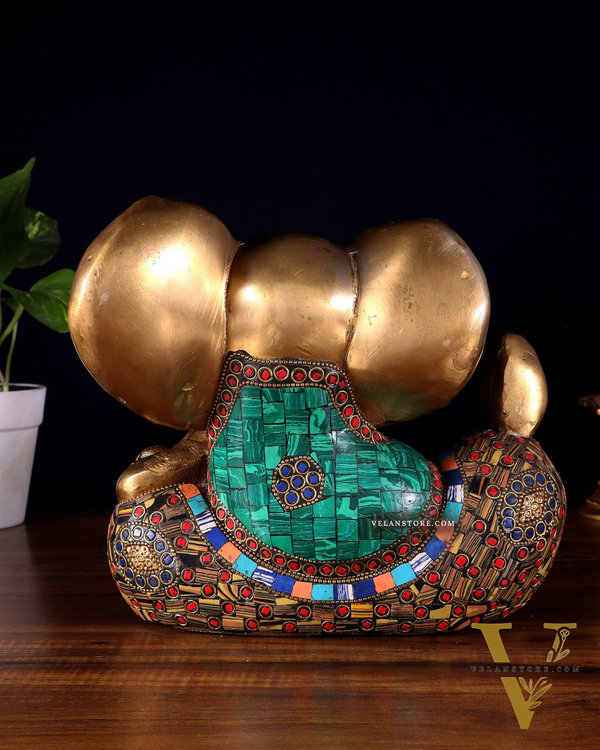 Brass Ganesha Statue - Modern Abstract Design 7.5" x 9"