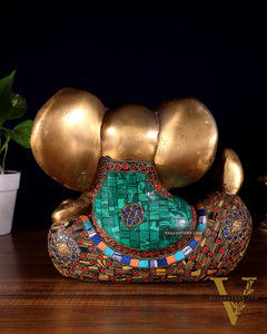 Brass Ganesha Statue - Modern Abstract Design 7.5" x 9"