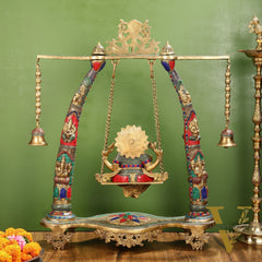 Brass Ganesha statue on Swing | Large-sized Masterpiece 36 inch