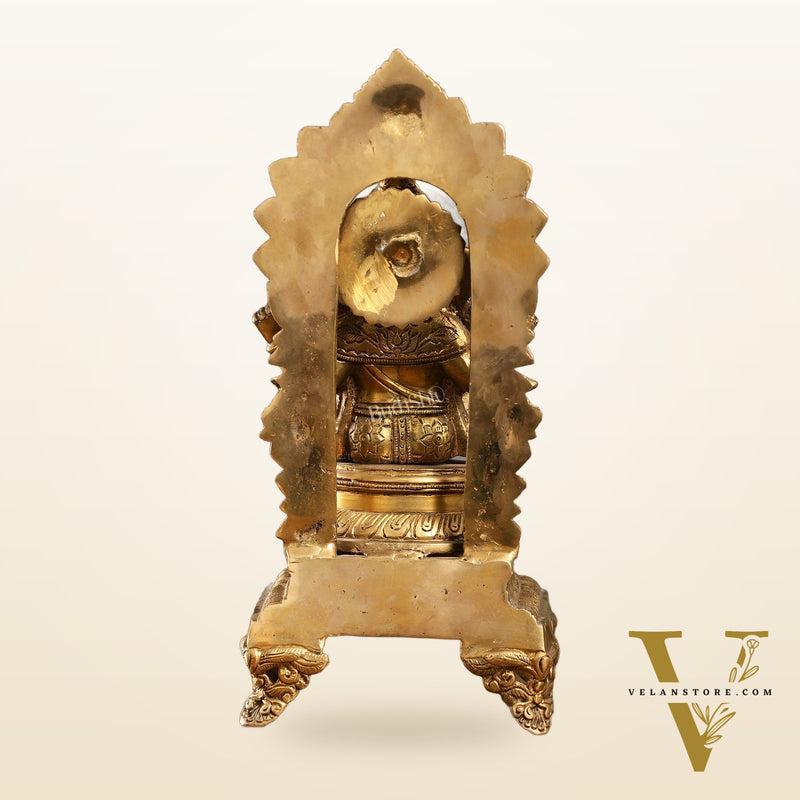Brass Ganesha Statue on Throne - 17 inch