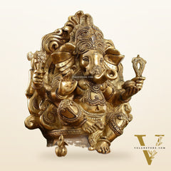 Brass Ganesha Statue straight trunk unique statue 16"