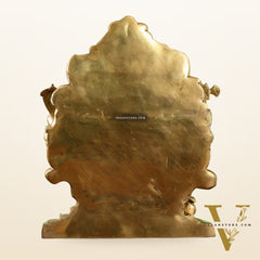 Brass Ganesha Statue straight trunk unique statue 16"