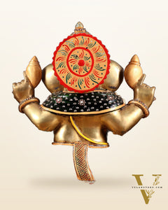 Brass Ganesha statue unique work - 15 inch laakh meenakari