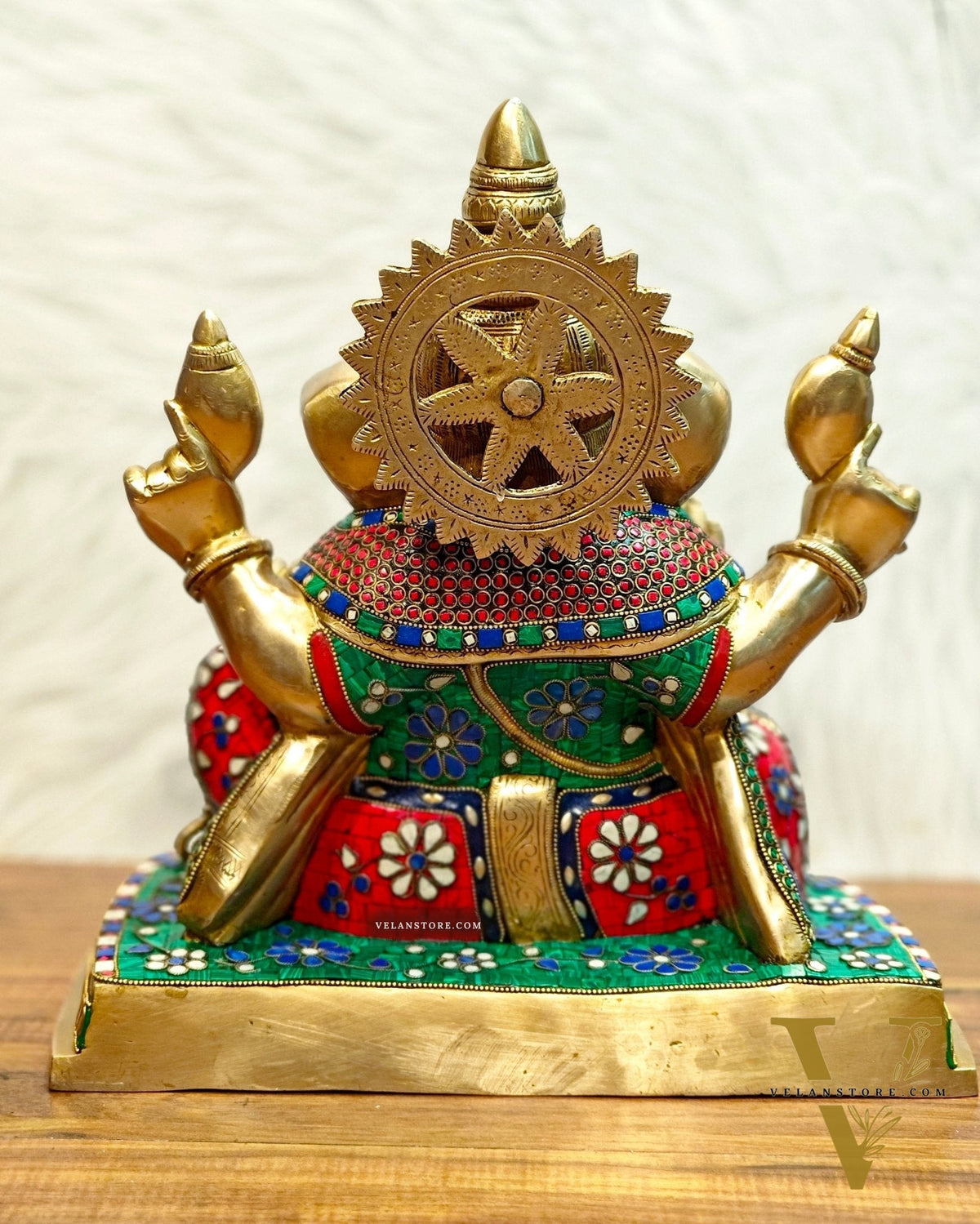 Brass Ganesha statue unique work - 15 inch