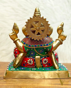 Brass Ganesha statue unique work - 15 inch