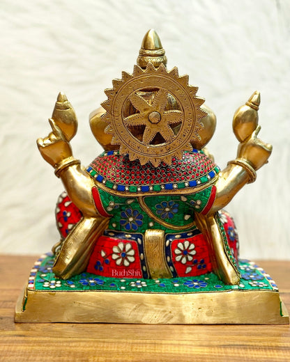 Brass Ganesha statue unique work - 15 inch