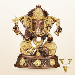 Brass Ganesha Statue with Ashtavinayaka - 11 inch