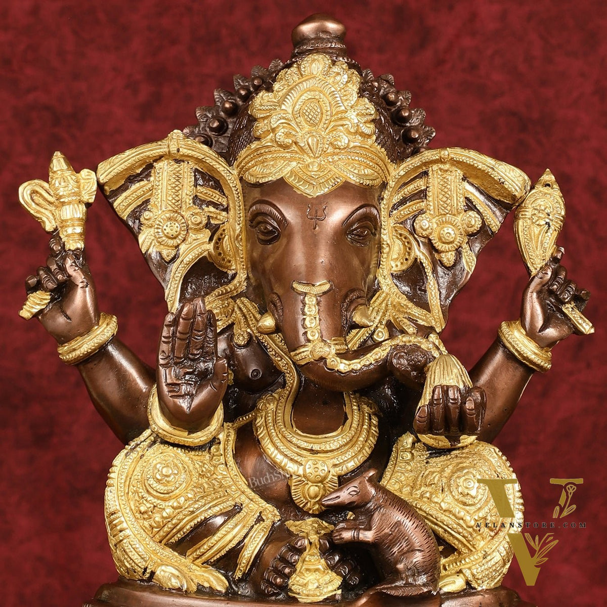 Brass Ganesha Statue with Ashtavinayaka - 11 inch