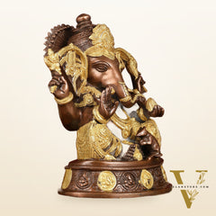 Brass Ganesha Statue with Ashtavinayaka - 11 inch