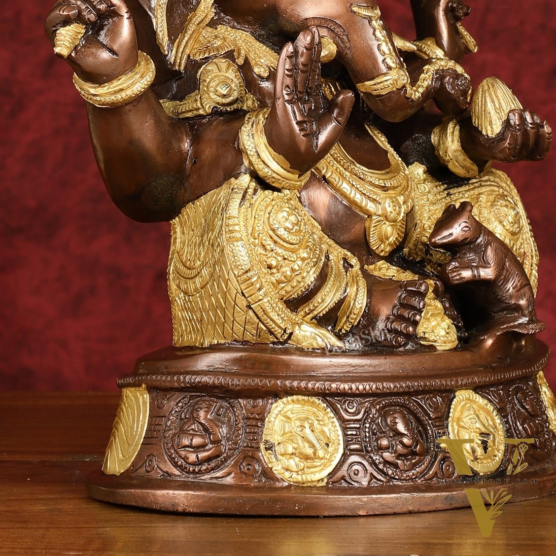 Brass Ganesha Statue with Ashtavinayaka - 11 inch