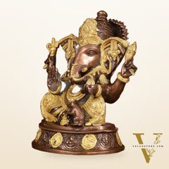 Brass Ganesha Statue with Ashtavinayaka - 11 inch