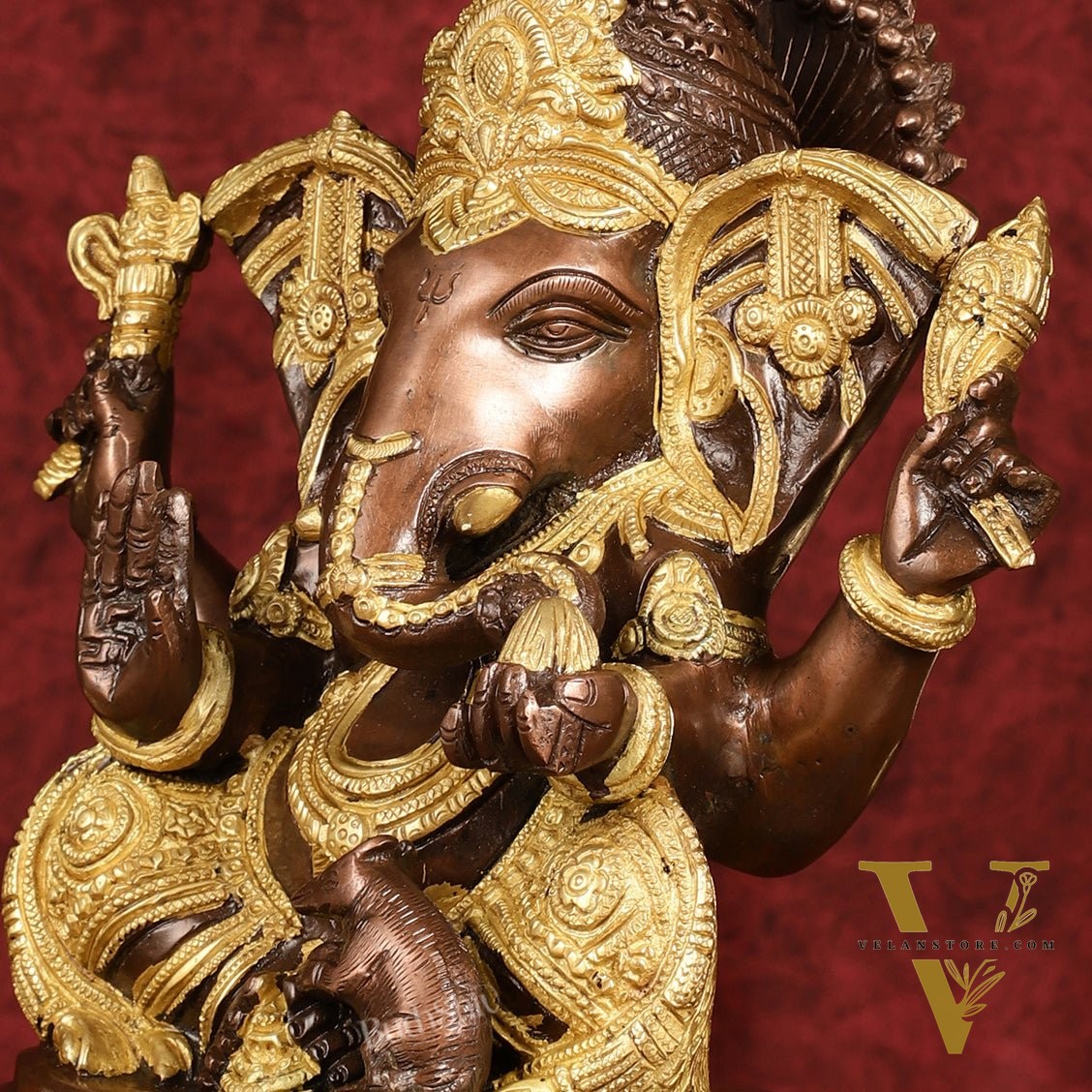 Brass Ganesha Statue with Ashtavinayaka - 11 inch