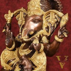 Brass Ganesha Statue with Ashtavinayaka - 11 inch