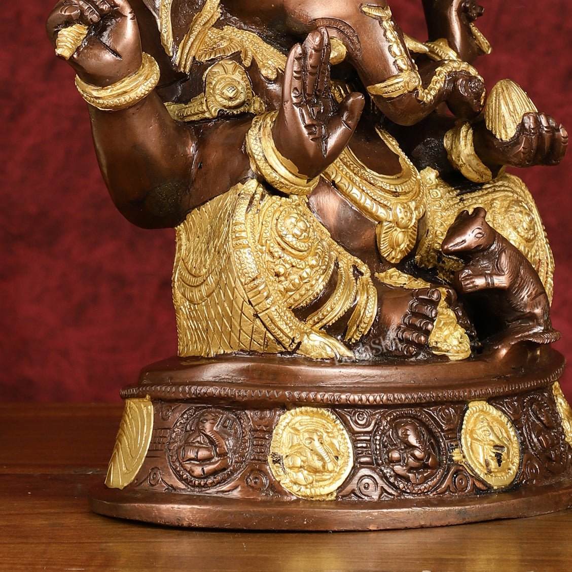 Brass Ganesha Statue with Ashtavinayaka - 11 inch