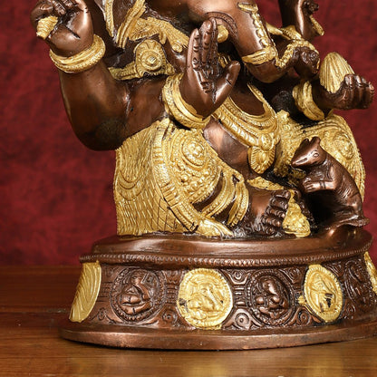 Brass Ganesha Statue with Ashtavinayaka - 11 inch