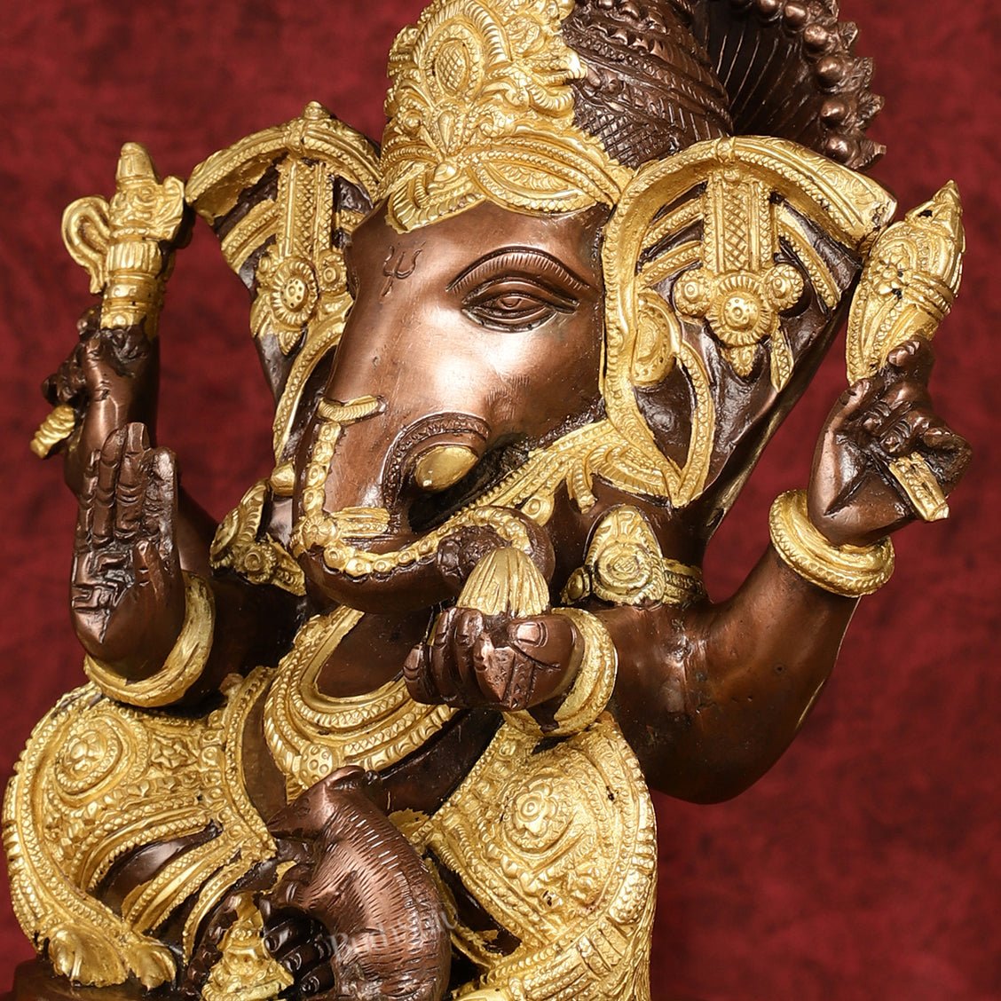 Brass Ganesha Statue with Ashtavinayaka - 11 inch