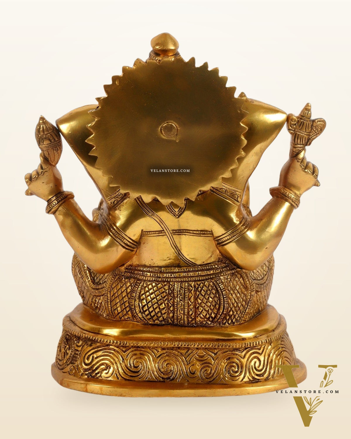 Brass Ganesha Statue with Ashtavinayaka carvings 11 inch