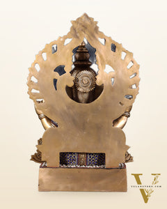Brass Ganesha Statue with jewellers meenakari and Prabhavali 14"