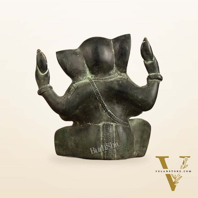 Brass Ganesha statue with tilted head 7 inch