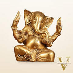 Brass Ganesha statue with tilted head 7 inch