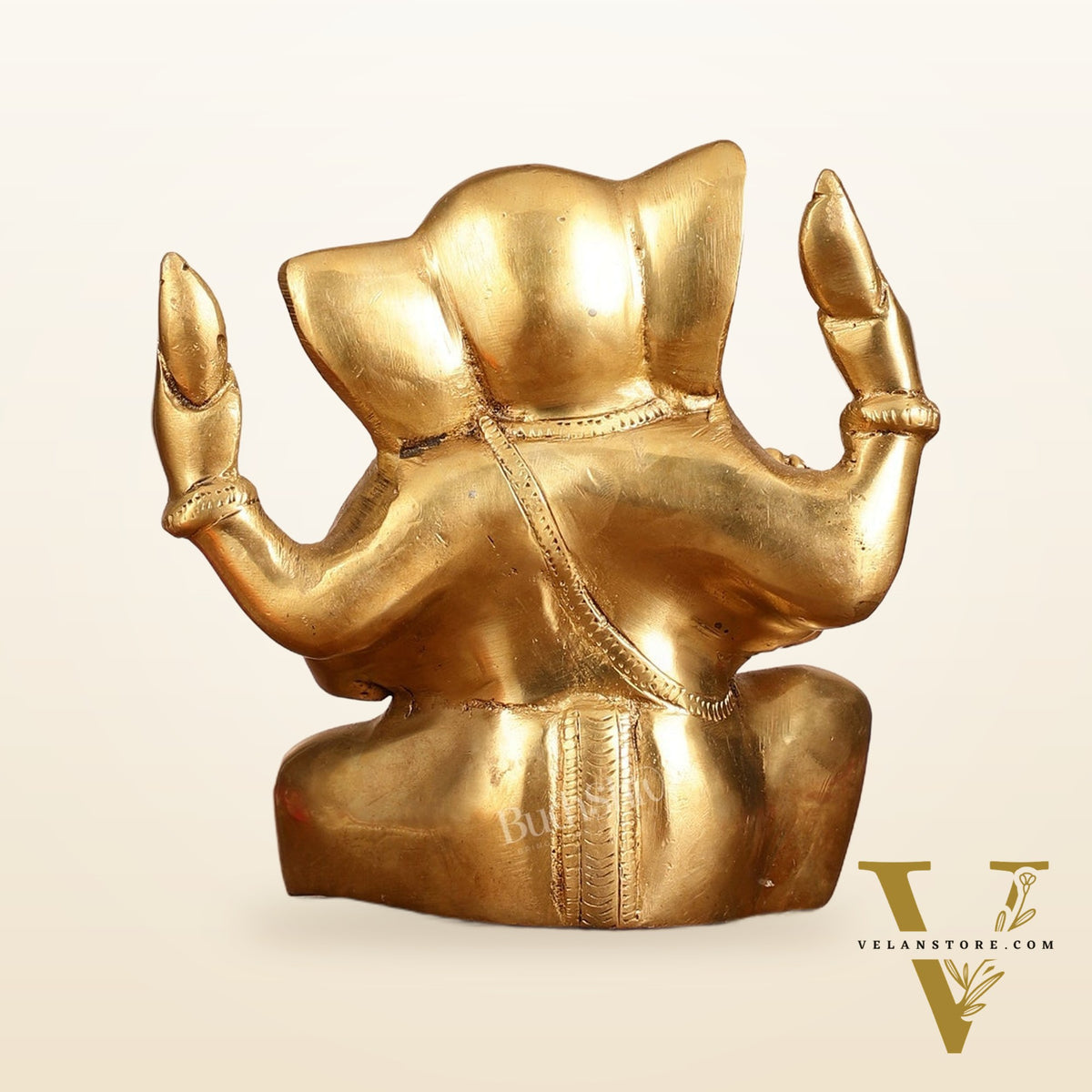 Brass Ganesha statue with tilted head 7 inch