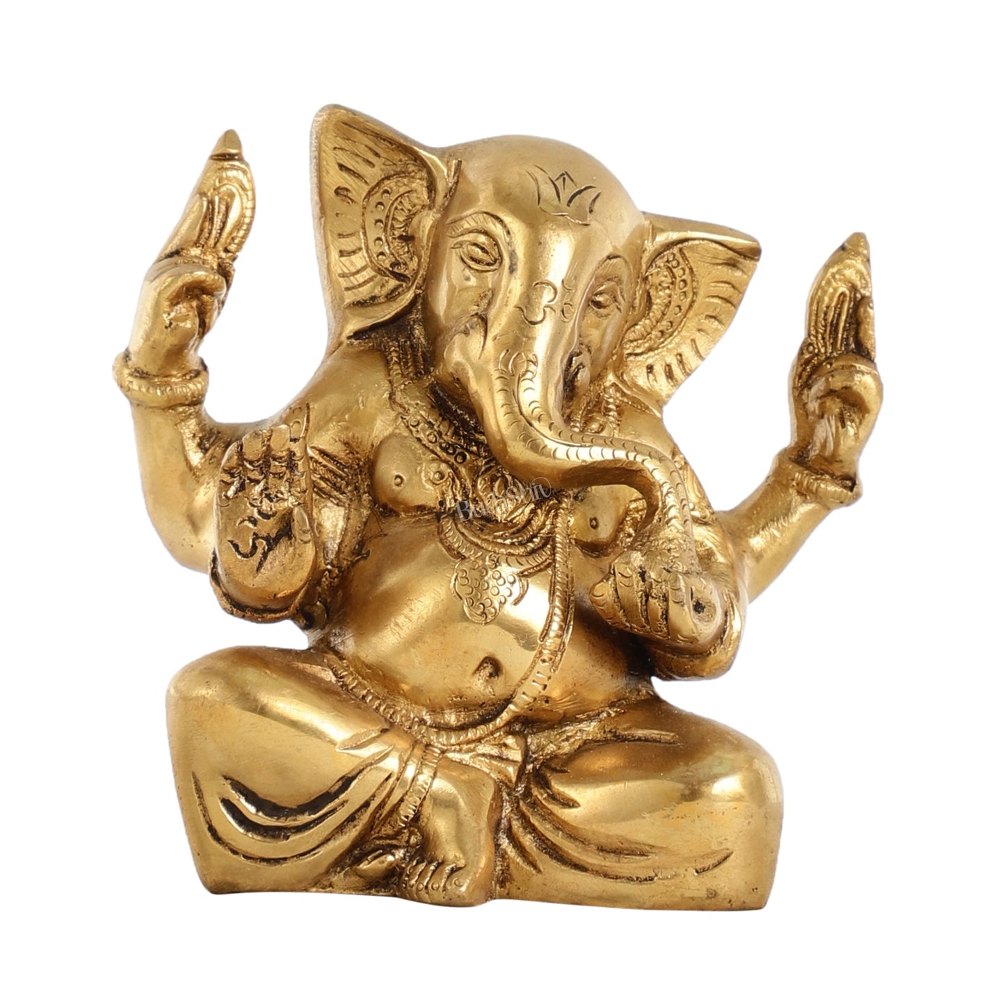 Brass Ganesha statue with tilted head 7 inch