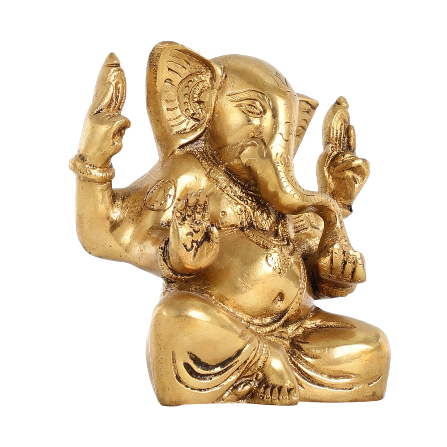 Brass Ganesha statue with tilted head 7 inch
