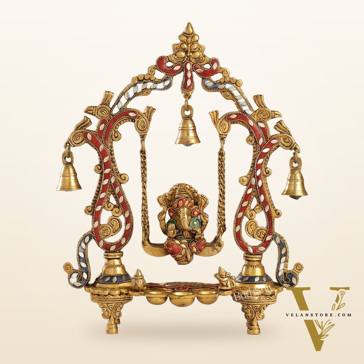 Brass Ganesha Swing for Home Decor - 13.5" Tall, 2.4kg