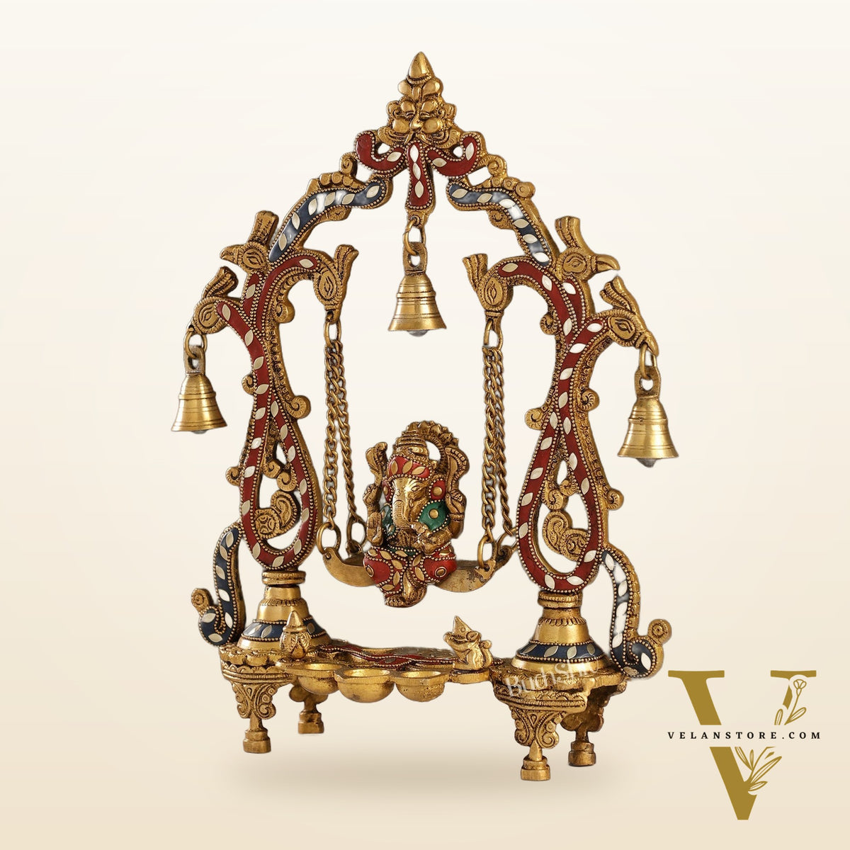Brass Ganesha Swing for Home Decor - 13.5" Tall, 2.4kg