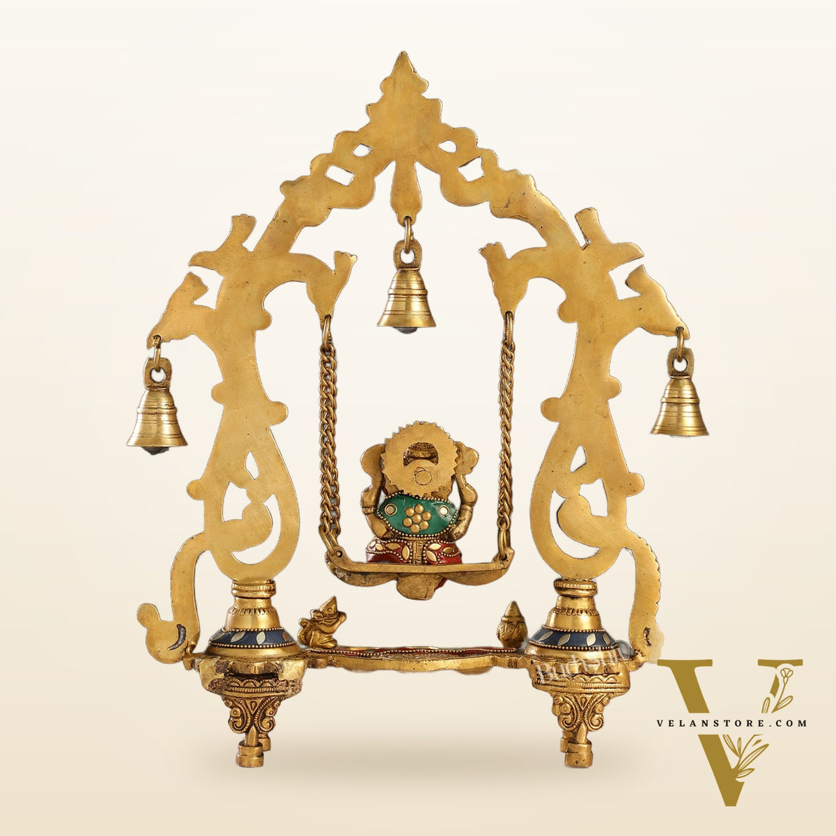 Brass Ganesha Swing for Home Decor - 13.5" Tall, 2.4kg