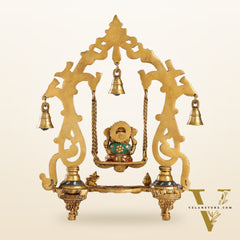 Brass Ganesha Swing for Home Decor - 13.5" Tall, 2.4kg