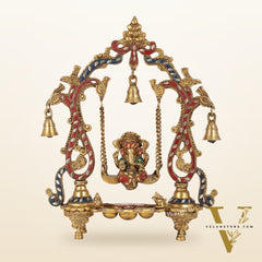 Brass Ganesha Swing for Home Decor - 13.5" Tall, 2.4kg