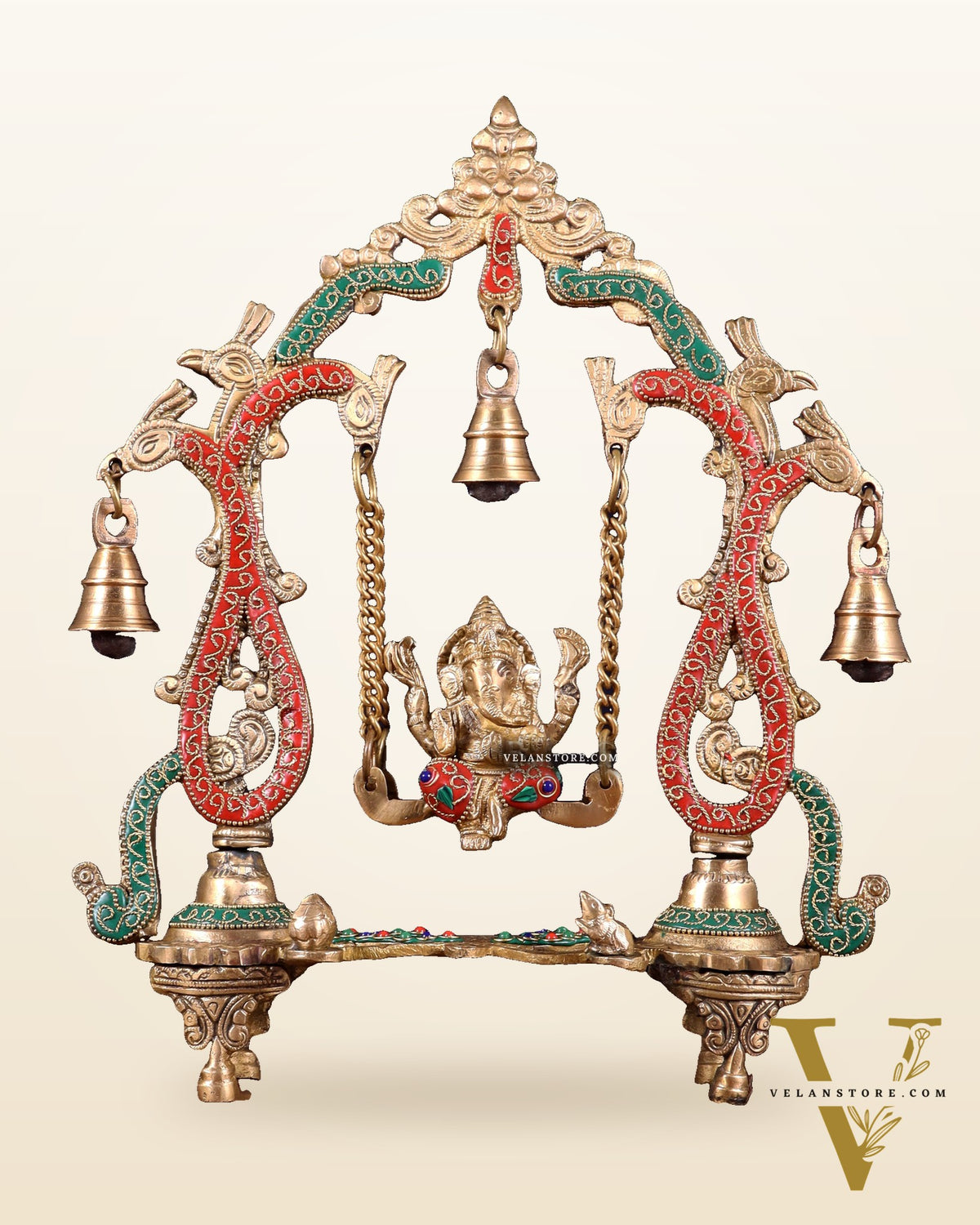Brass Ganesha Swing statue - 13.5" Tall