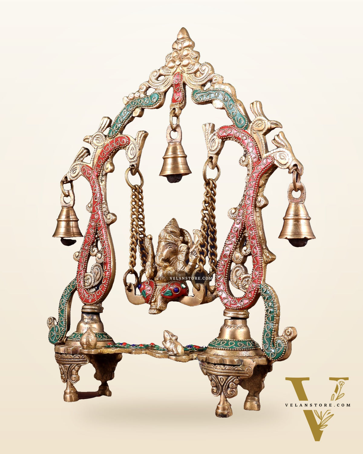 Brass Ganesha Swing statue - 13.5" Tall