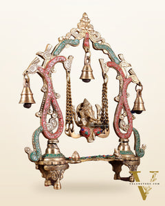 Brass Ganesha Swing statue - 13.5" Tall