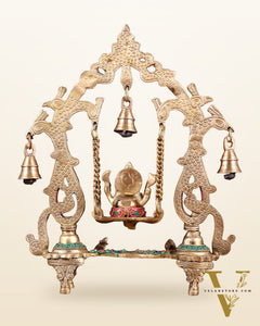 Brass Ganesha Swing statue - 13.5" Tall