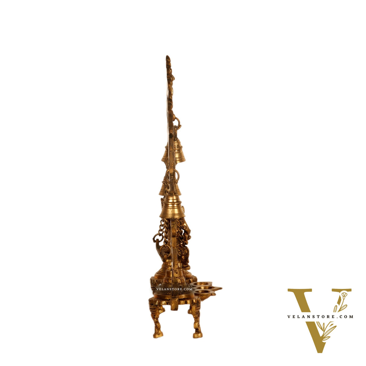 Brass Ganesha Swing with Three Diyas - Handcrafted Perfection