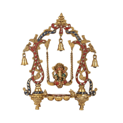 Brass Ganesha Swing for Home Decor - 13.5" Tall, 2.4kg