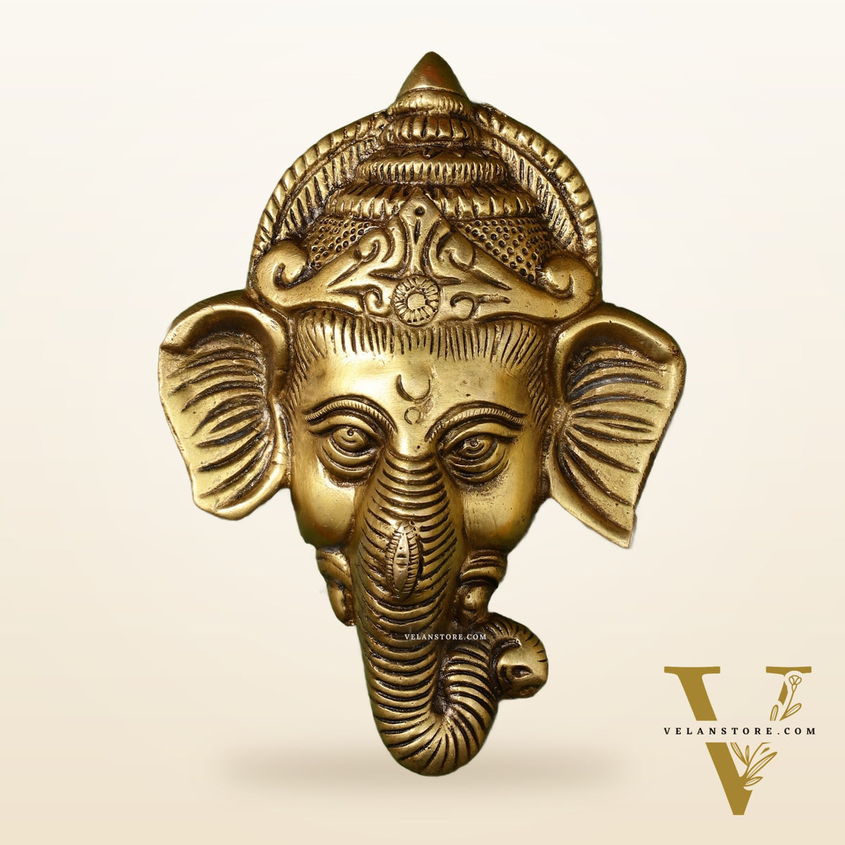 Brass Ganesha Wall Hanging - 6 x 4.5 inch