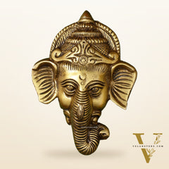 Brass Ganesha Wall Hanging - 6 x 4.5 inch