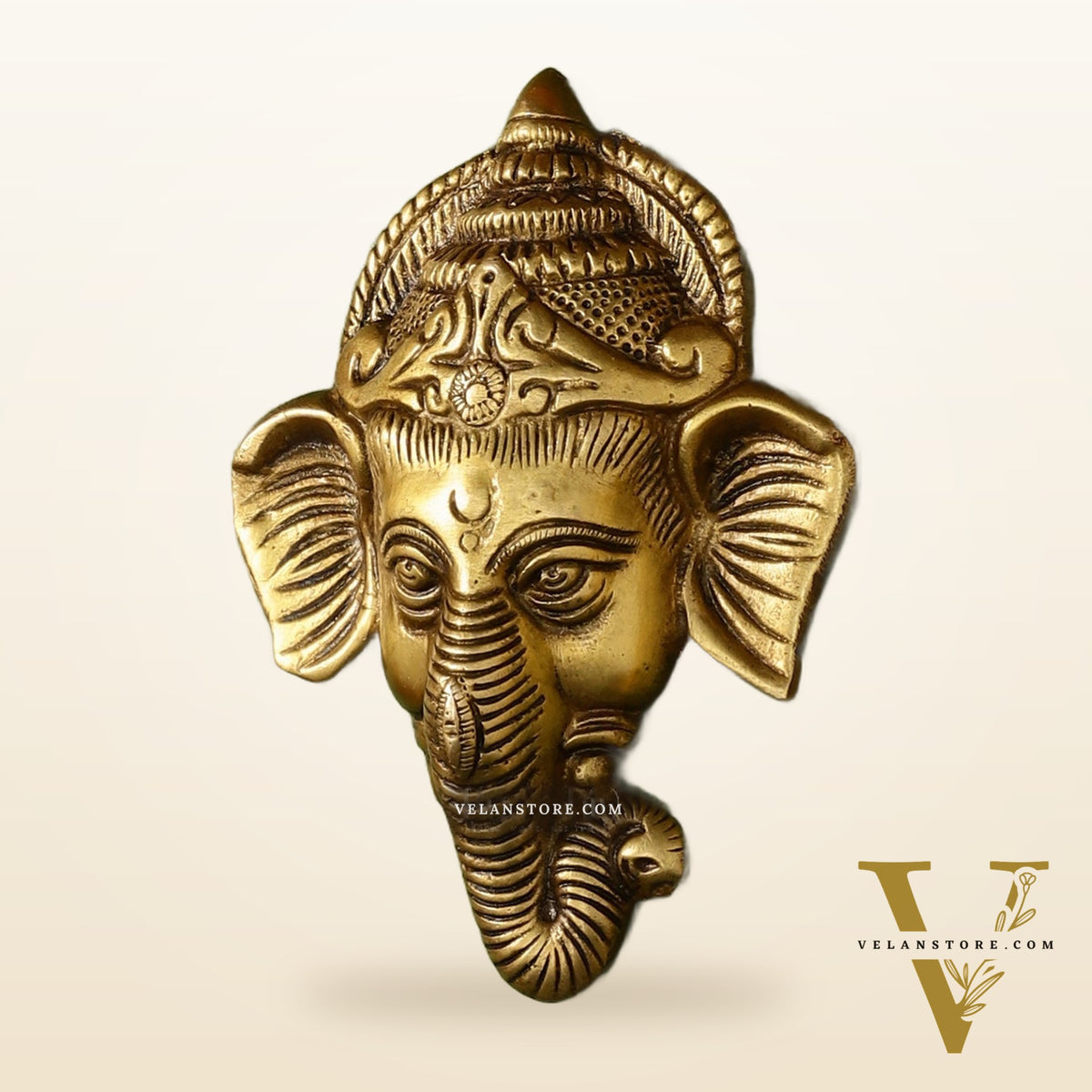 Brass Ganesha Wall Hanging - 6 x 4.5 inch