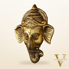 Brass Ganesha Wall Hanging - 6 x 4.5 inch