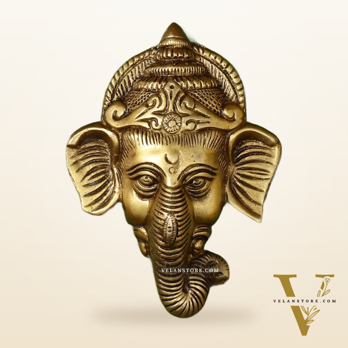 Brass Ganesha Wall Hanging - 6 x 4.5 inch