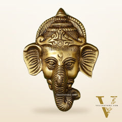 Brass Ganesha Wall Hanging - 6 x 4.5 inch