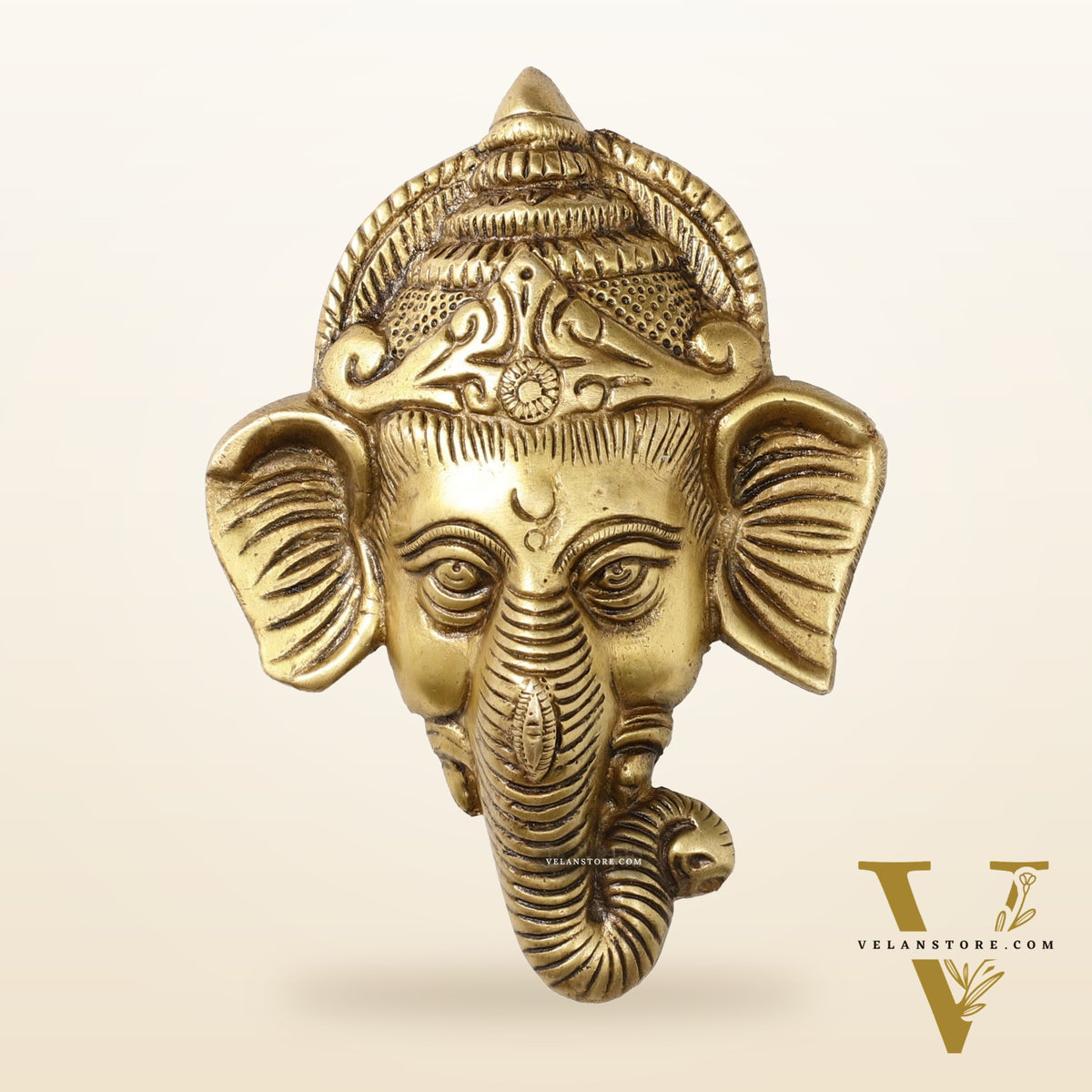 Brass Ganesha Wall Hanging - 6 x 4.5 inch