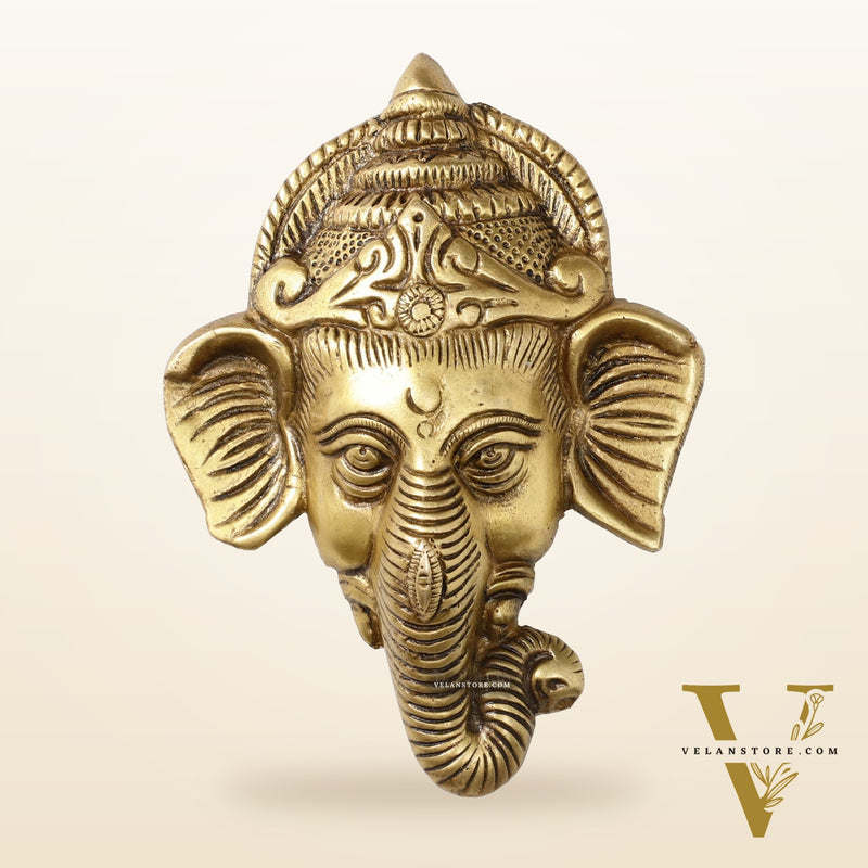 Brass Ganesha Wall Hanging - 6 x 4.5 inch