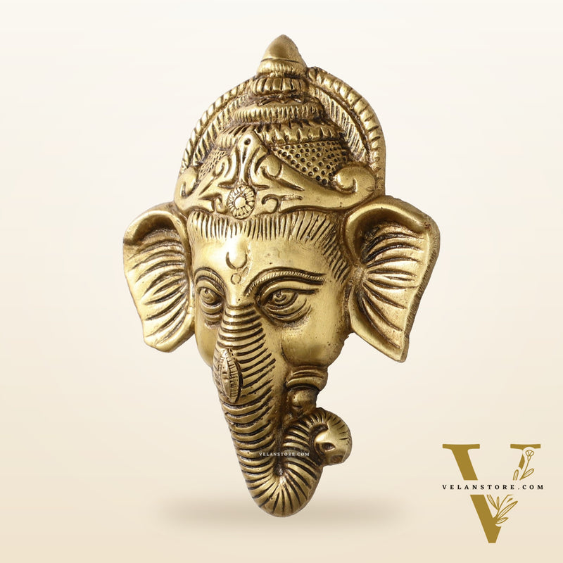 Brass Ganesha Wall Hanging - 6 x 4.5 inch