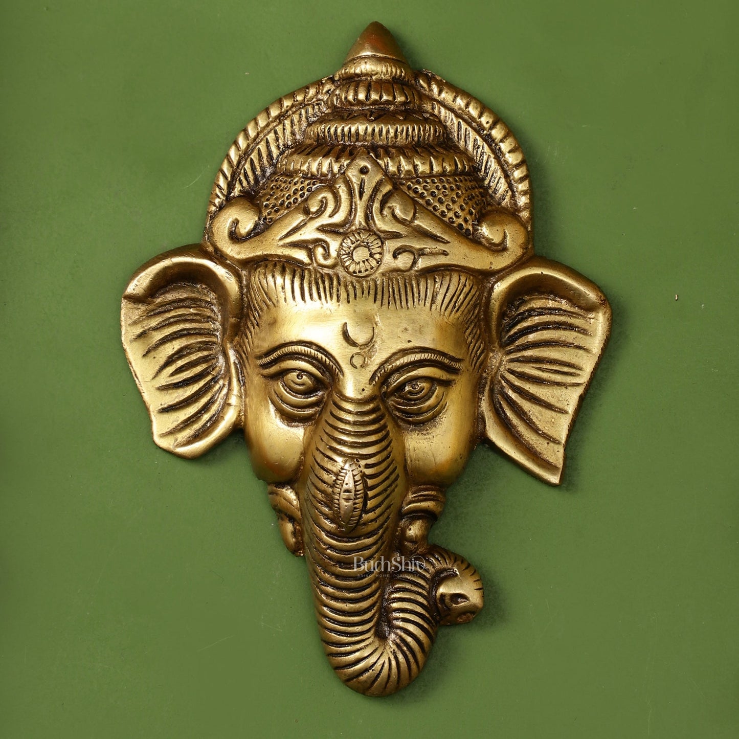 Brass Ganesha Wall Hanging - 6 x 4.5 inch