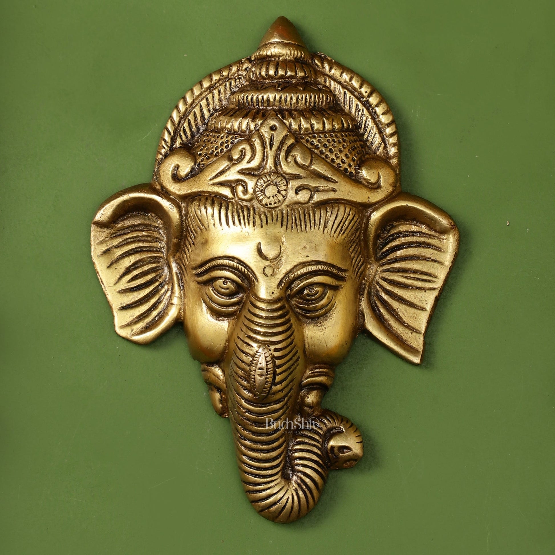 Brass Ganesha Wall Hanging - 6 x 4.5 inch