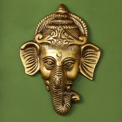 Brass Ganesha Wall Hanging - 6 x 4.5 inch